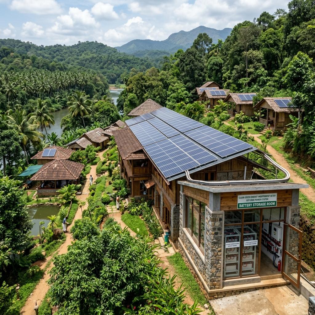 Off-grid solar system with battery bank